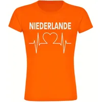 Multifanshop Damen T-Shirt - Niederlande - Herzschlag - Druck