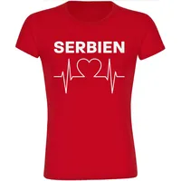 Multifanshop Damen T-Shirt - Serbien - Herzschlag - Druck
