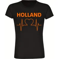 Multifanshop Damen T-Shirt - Holland - Herzschlag - Druck