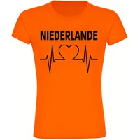 Multifanshop Damen T-Shirt - Niederlande - Herzschlag - Druck
