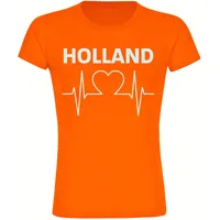 Multifanshop Damen T-Shirt - Holland - Herzschlag - Druck