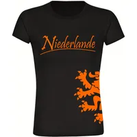 Multifanshop Damen T-Shirt - Niederlande - Löwe seitlich -