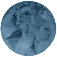 Pergamon Luxus Super Soft Fellteppich Plush Rund Blau 120x120cm