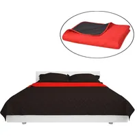 VidaXL Gesteppte Wende-Tagesdecke Rot and Schwarz 170x210 cm