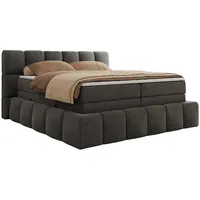 MKS Meble MKS Boxspringbett Dunkelgrau, Textil, 2-Sitzer, H3, Rechteckig,