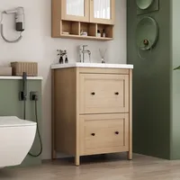 WELLTIME Waschtisch "Stockholm" Komplett-Set, Waschplatz mit 2 Auszügen und