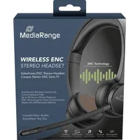 MediaRange kabelloses ENC Stereo-Headset mit Mikrofon-Arm schwarz MROS307 -