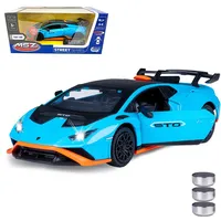 Jamara Lamborghini Huracán STO Diecast 1:32 blau inkl. Knopfzellen