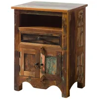 MASSIVMOEBEL24.DE Nachttisch Altholz 55x40x75 mehrfarbig lackiert NATURE OF SPIRIT