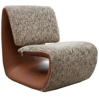 KAWOLA Sessel HAZEL Loungesessel Stoff multi beige / Kunstleder