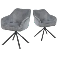 Dubi möbel Esszimmerstühle 2er Set 360° drehbar mit Taschenfederkern,