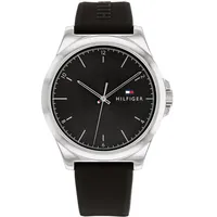 Tommy Hilfiger Analog Quarzuhr für Herren mit Schwarzes Silikonarmband