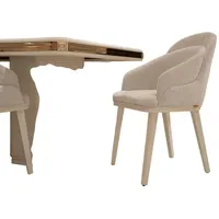 JV moebel Elegante beige Stühle aus Textil-Holz im zeitlosen