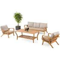 Aea Gartenmöbel Set aus Holz und Textil in Beige