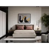 JVMöbel Elegantes Schlafzimmer Set Braun Holz Textil, mit Bett,