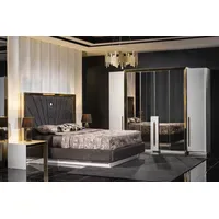 JV Möbel Modernes Schlafzimmer Set Bett mit 2 Nachttischen,