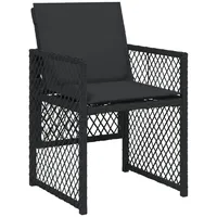 VidaXL Gartenstuhl 4 St.  Schwarz  mit Kissen