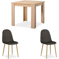 Homestyle4u Essgruppe mit 2 Stühlen Holztisch Esstisch 80x80 Küchentisch
