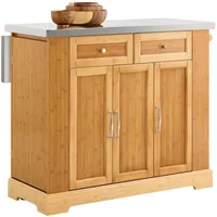 SoBuy Kücheninsel mit 2 Schubladen Holzfarbe 107x71x92,5cm Funktional