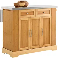 SoBuy Kücheninsel mit 2 Schubladen Holzfarbe 107x71x92,5cm Funktional