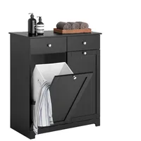 SoBuy Wäscheschrank mit 2 Schubladen Schwarz 78x38,5x90,5cm Nordisch