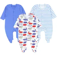TupTam Baby Jungen Schlafstrampler mit Fuß 3er Pack, Farbe: