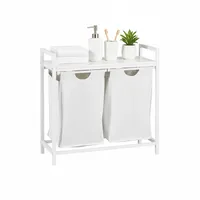 Relaxdays Wäschesammler 2 ausziehbaren Wäschekörben, mit Ablage, HBT: 72