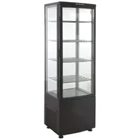 GastroHero Kühlvitrine 235 Liter, LED-Beleuchtung, 4 Roste, schwarz