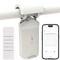 Luminea Home Control Smarter 3in1-Vorhangmotor, Akku, Bluetooth, Fernbedienung, Timer,