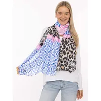 Zwillingsherz Schal ZWILLINGSHERZ "Zitronen Mosaik ", Damen, blau, Web,