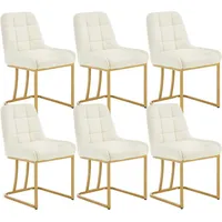 Woltu Esszimmerstuhl Samt beige 6er Set