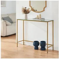 [en.casa] Kronoby Konsolentisch 100x30x80 cm Goldfarben/Klarglas