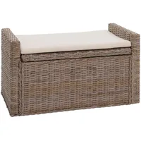 MCW Aufbewahrungstruhe Genua, Truhe Sitzbank Garderobenbank, Kissen Kubu Rattan