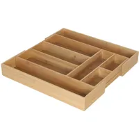 Relaxdays Ausziehbarer Besteckkasten aus Bambus 49,5 x 6,5 x