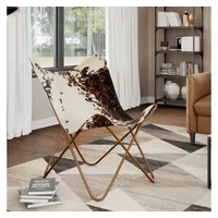 VidaXL Butterfly-Sessel Echtes Kuhfell 45,5 x 65,5 x 0