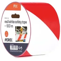 Perel Absperrband auf Rolle 100 m Rot/Weiß