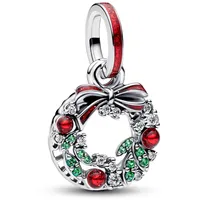 Pandora Weihnachtskranz Rot Silber 794238C01
