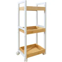 Relaxdays Rollwagen, 3 Fächer, Bambus, HBT: 80x30x20 cm, Bad