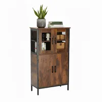 Relaxdays Küchenschrank Industrial mit Glastüren 108 x 60 x