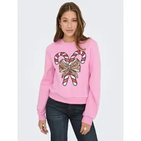 Only Weihnachtssweatshirt Sweatshirt Bonbon Print Rosa XS