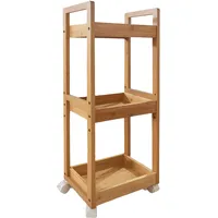 Relaxdays Rollwagen, 3 Fächer, Bambus, HxBxT: 80x30x20 cm, Bad