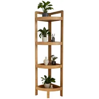 Relaxdays Eckregal Bambus, 4 halbrunde Ablagen, HBT: 105,5x23x23 cm,