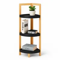 Relaxdays Eckregal Bambus, 3 halbrunde Ablagen, HBT: 77x23x23 cm,