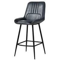 MASSIVMOEBEL24.DE Barstuhl Echtleder 52x57x108 blau IRON Label #516