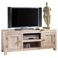 MASSIVMOEBEL24.DE NATURE WHITE TV-Board 145x45x60 cm Beige/Weiß Holz