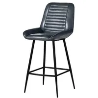 MASSIVMOEBEL24.DE Barstuhl Echtleder 52x57x108 blau Iron Label #515