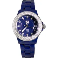 Light Time Armbanduhr Damen Kunststoff Datum Blau Silber Zirkonia