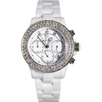 Light Time Armbanduhr Chronograph Damen Kunststoff Datum Weiß Zirkonia