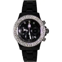 Light Time Armbanduhr Chronograph Damen Kunststoff Datum Schwarz Zirkonia