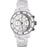 Light Time Armbanduhr Chronograph Damen Kunststoff Datum Weiß Silber